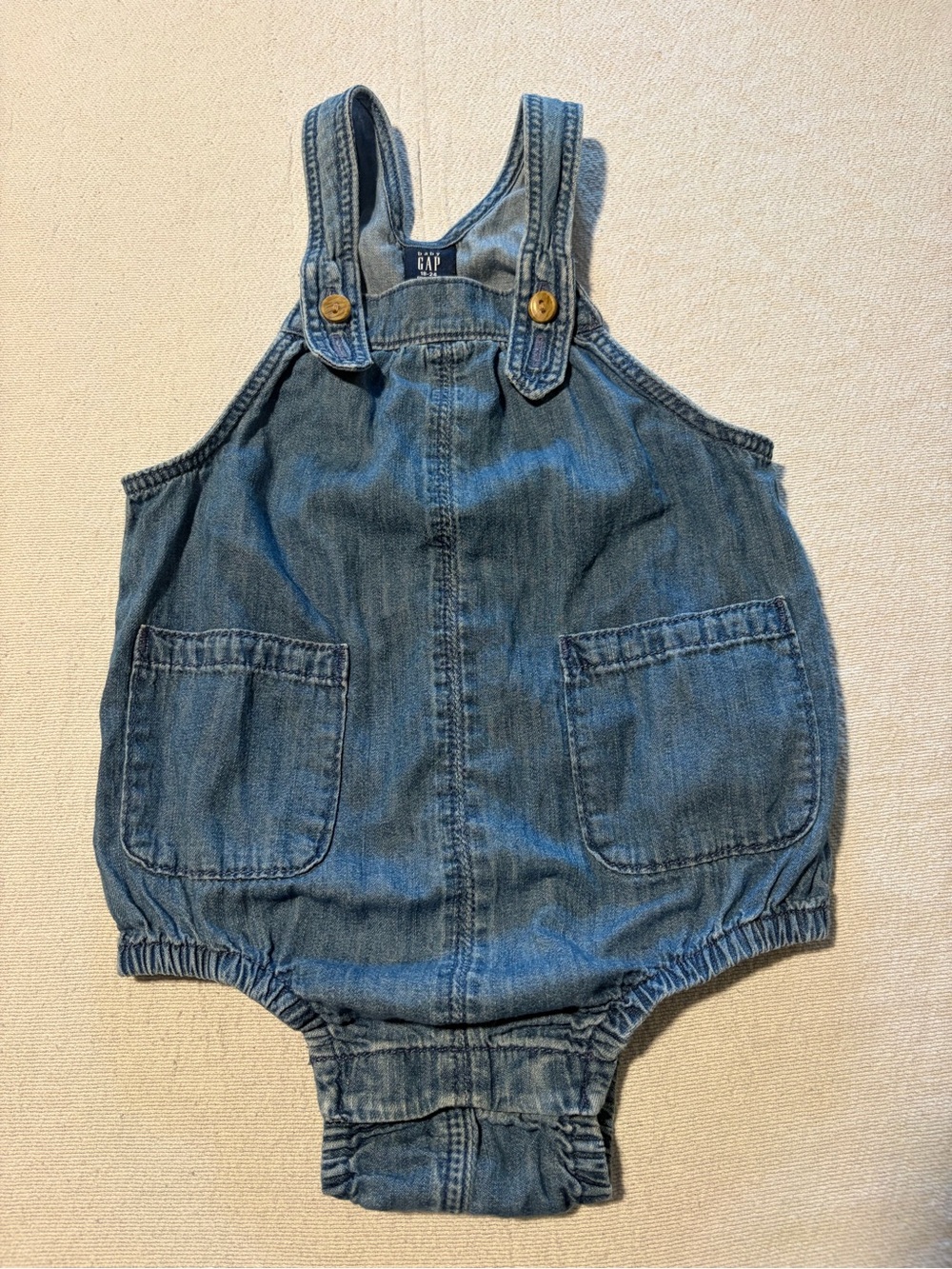 GAP Denim Blue Baby Overalls Romper